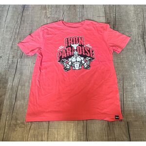 Under Armour Iron Paradise Graphic T-Shirt Boys Large Red Gym Fitness Tee